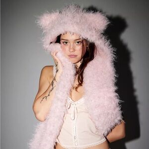 Urban Outfitters Soft Pink Fluffy Scarf